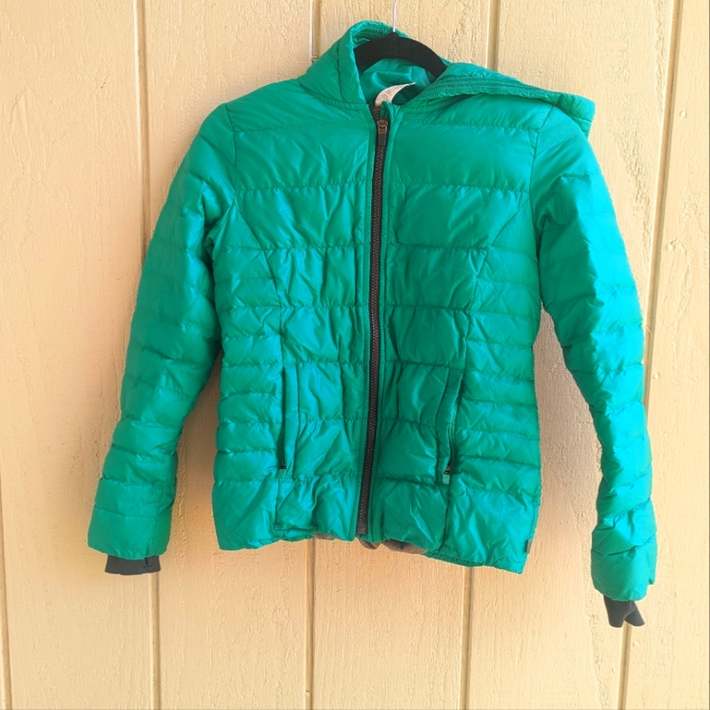 ATHLETA Girl Size M 8 10 Green Puffer Quilted Down Jacket